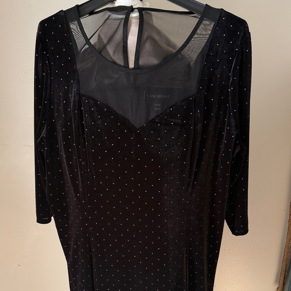 Lane Bryant Black Velvet Dress with Chrome Dotted Detail